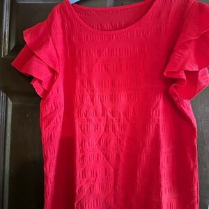 Chic Scarlet Ruffle Sleeve Blouse